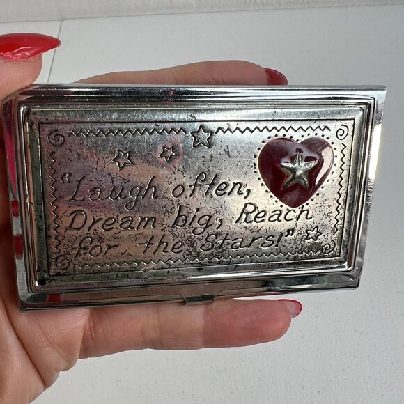Brighton Joyful Heart Business Card Case Holder Laugh Dream Silver Plated - Picture 3 of 11